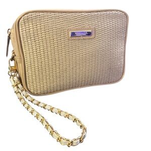 Versace Parfums Woven Straw Rattan Cosmetic Bag/Clutch